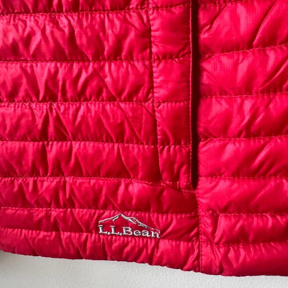 L.L. Bean Jacket Women S Red Primaloft Downtek Stowaway Packaway Lightweight - Picture 3 of 8